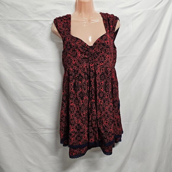 Free People Tabitha Mini Dress Women Size L Blue Red - Picture 4 of 15